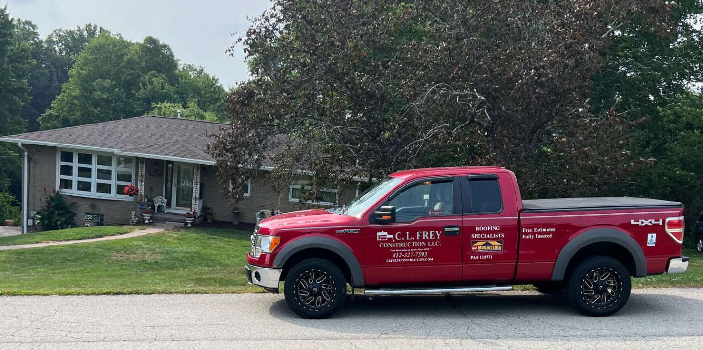 CL Frey Roofers work truck in Franklin Park, PA
